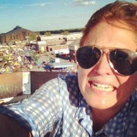 Hanging on for dear life on the ferris wheel at the Indiana State Fair.